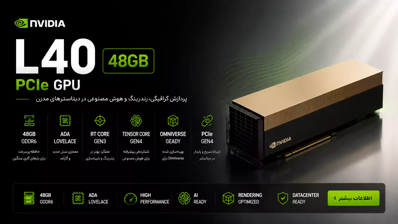 NVIDIA Tesla L۴۰ ۴۸GB PCIE GPU